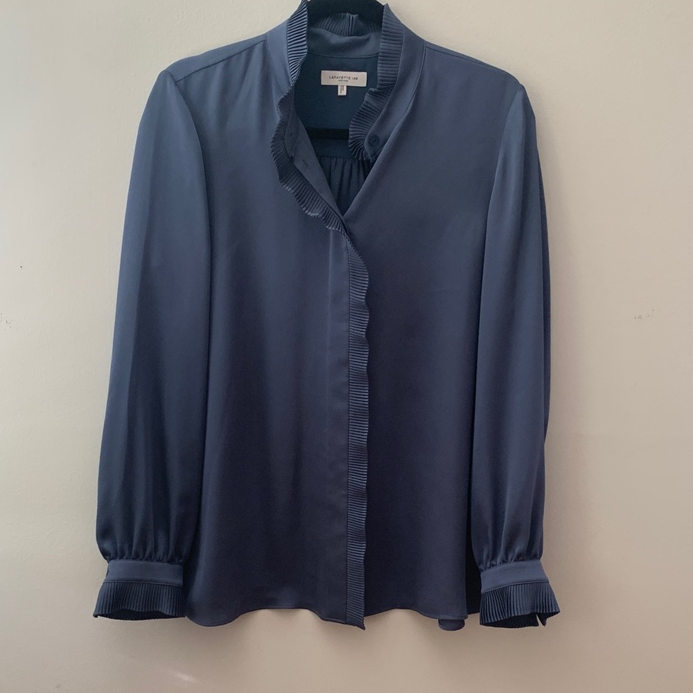 Lafayette 148 blue Pleated Blouse